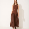 Imagem da oferta Vestido longo evasê feminino com forro - Marrom